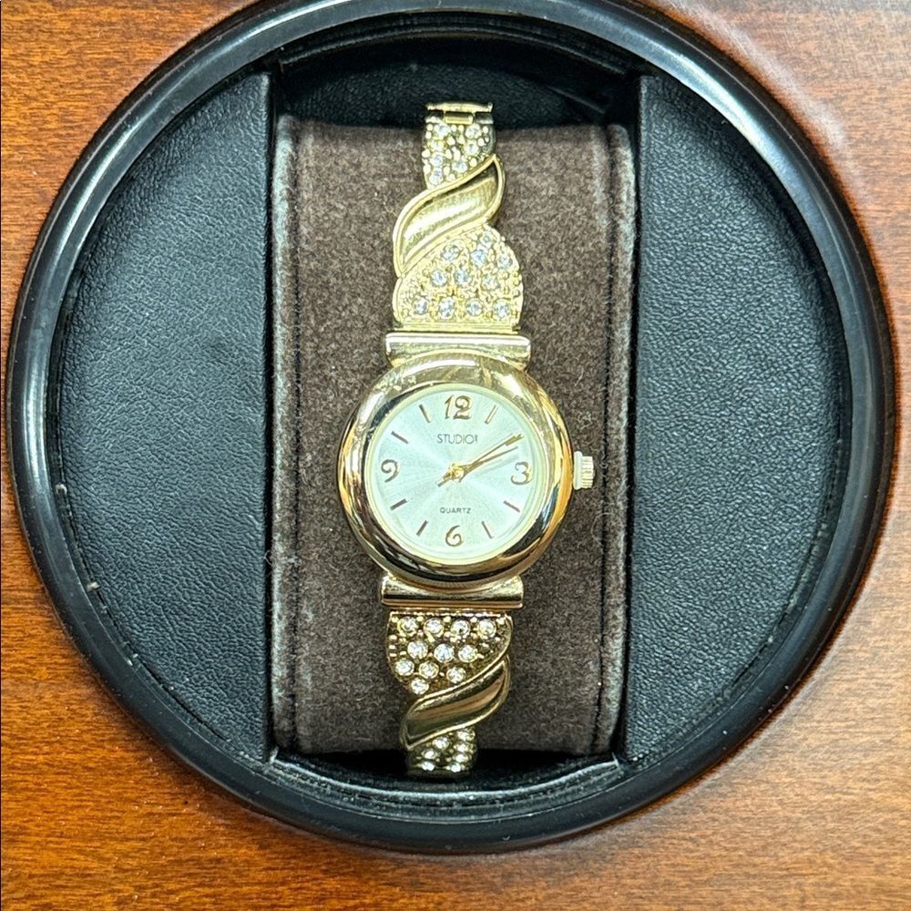 Studio Women's Gold Watch with Crystal Details